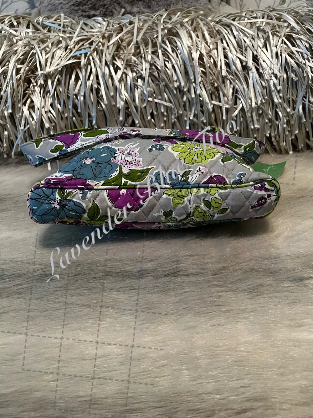 VERA BRADLEY Watercolor 2011 Zipper Hipster Crossbody Purple Green Floral Y2K